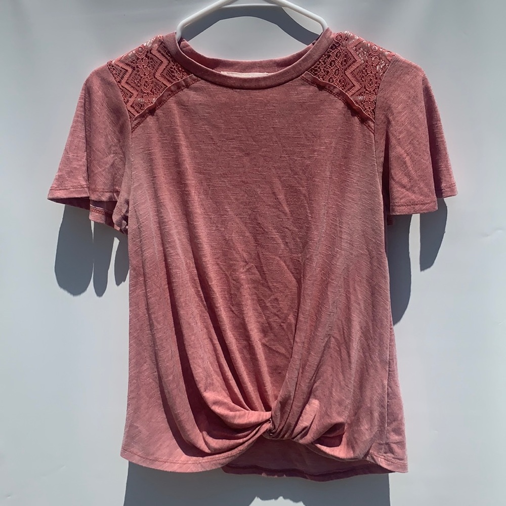 Blush Pink Lace/Twist Shirt